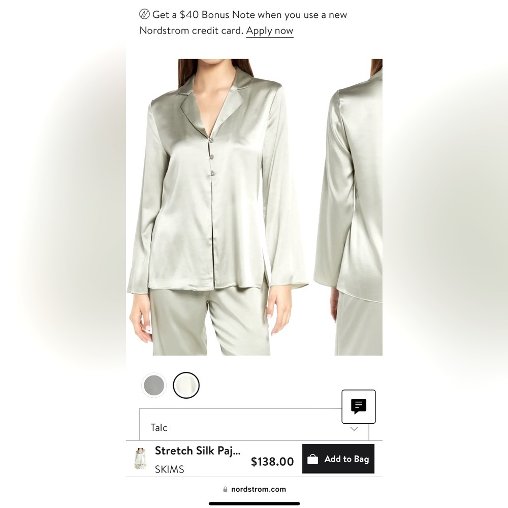 Skims silk button up top large